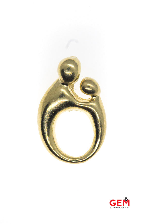 14 KT Yellow Gold Parent and Child Circle Art Design Charm Pendant