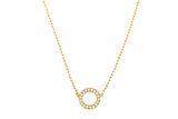 Diamond Halo Pave Circle 13mm Pendant 18K 750 Yellow Gold 15.5" Beaded Necklace