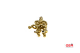 Angel Baby Cherub Playing Trumpets Drop Charm 14K 585 Yellow Gold Pendant