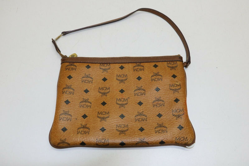 MCM: Visetose Camel Wristlet/Clutch Bag Golden