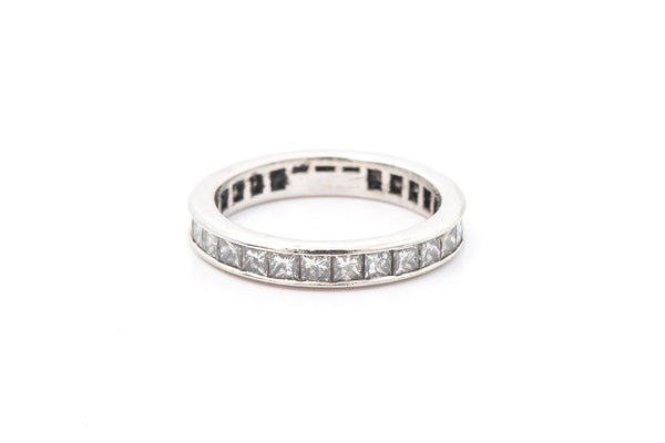 Princess Cut Diamond Eternity Band Ring Platinum Bezel Channel Set Size 7