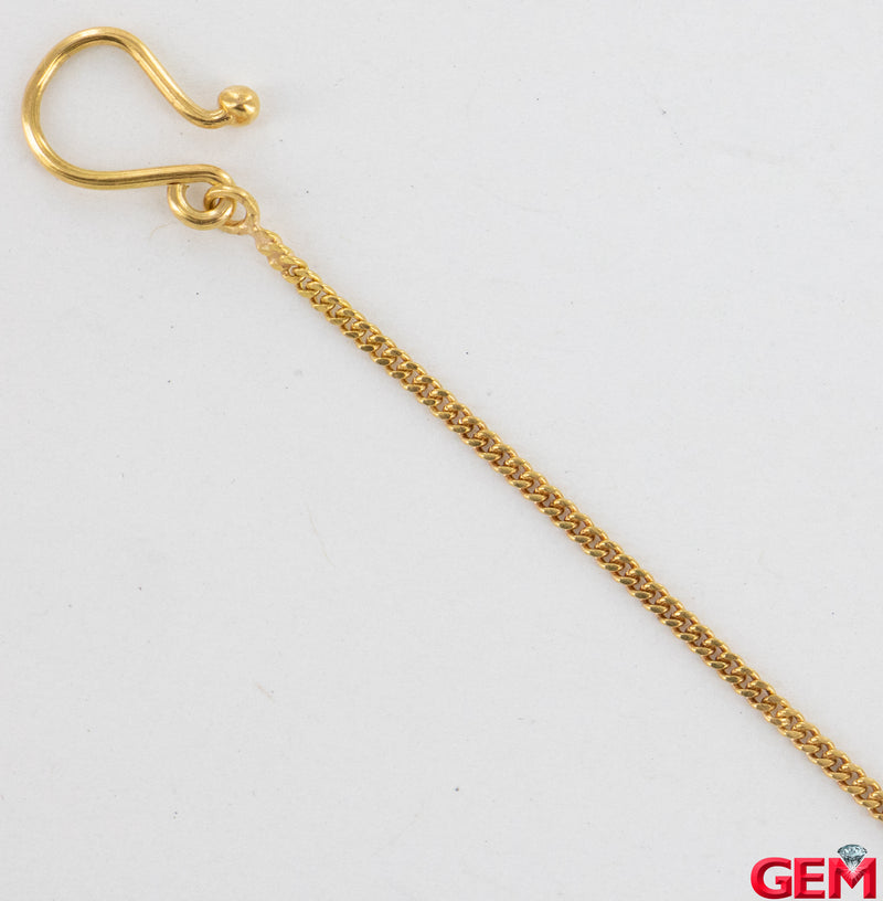 Vintage 18k 750 Yellow Gold Textured Tie Bar Clip Estate Button Chain 30 VI Italy