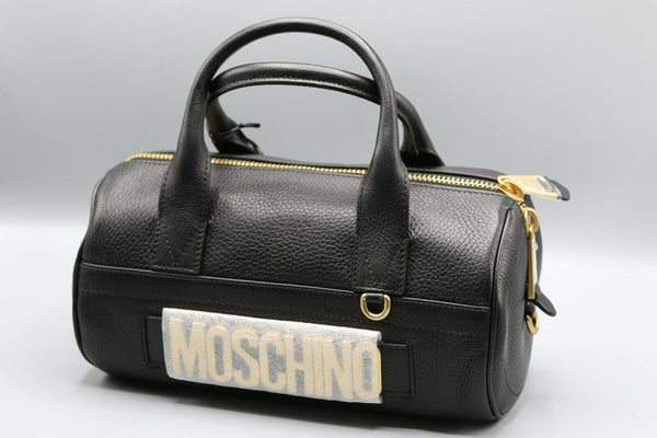 Moschino: Black Leather Satchel - Gold Hardware