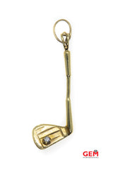 Vintage Diamond Gold Club Charm Pendant 14K Sports Yellow Gold 585