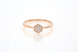 SNJ Geometric Stackable Hexagon Diamond 14k 585 Rose Gold Band Ring Size 7