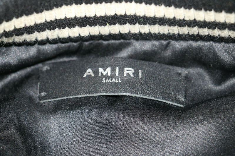 AMIRI Lovers Embroidered Satin Bomber Jacket in Black Size Small