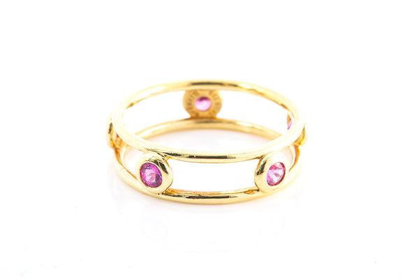 Elsa Peretti Round Pink Sapphire Yellow Gold 18k 750 Ring Size 5.5