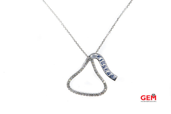 Hershey's Kisses Diamond Pave Charm 14K 585 White Gold 18.25" Chain Necklace