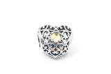 Pandora Sterling Silver August Signature Heart Peridot ALE S925 Charm Pendant