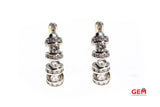 Small Diamond Cluster Tension Set Hoops Solid 18K 750 White Gold Earrings