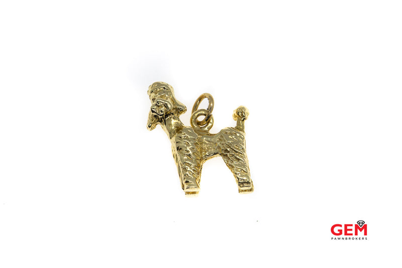 Detailed Poodle Dog Animal Lover Charm Solid 14K 585 Yellow Gold Doggo Pendant