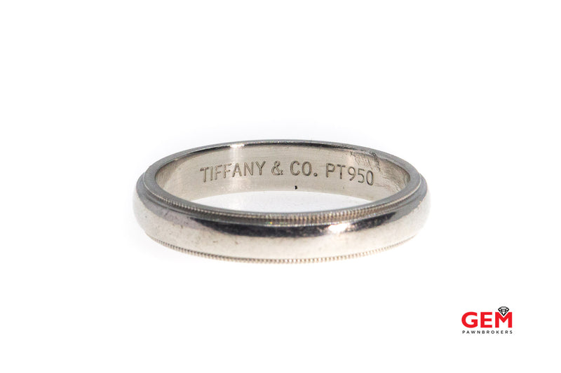 Tiffany & Co.  Milgrain Domed Wedding Band 4.1mm Solid Platinum 950 Ring Size 10