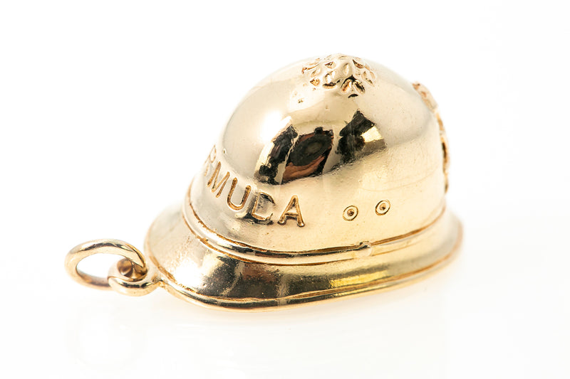 Bahamas English Hallmark 14k 585 Yellow Gold Police Helmut Charm Pendant