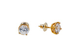 Cubic Zirconia 6mm Studs 10K 417 Yellow Gold CZ Pair of Earrings