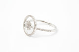 Diamond Flower Motif Star Sun 14k 585 White Gold Cluster Ring