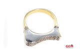 Solid 14k 585 Yellow White Gold Cubic Zirconia Wave Ring Band Size 7