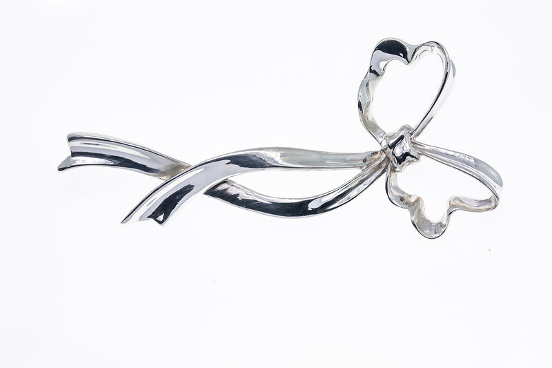 Tiffany & Co 1985 Sterling 925 Silver Ribbon Bow Brooch Pin