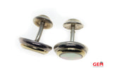 Tiffany & Co Sterling Silver Mother of Pearl 925 Cufflink 18k 750 Accent Gold