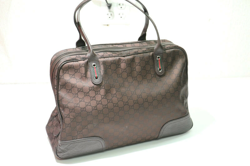 GUCCI: Nylon Monogram Large Briefcase - Brown