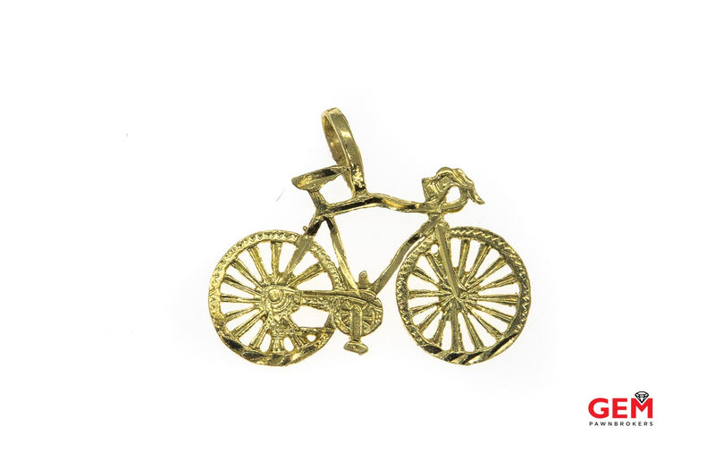 Ten Speed Road Bike Charm 14K 585 Yellow Gold Bicycle Pendant