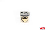 Pandora ALE I Love You Dice Charm 925 Sterling Silver & 14K 585 Yellow Gold Bead