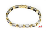 Tanzanite & Diamond White Yellow Gold 14k 585 Tennis Row Station Bracelet 7"