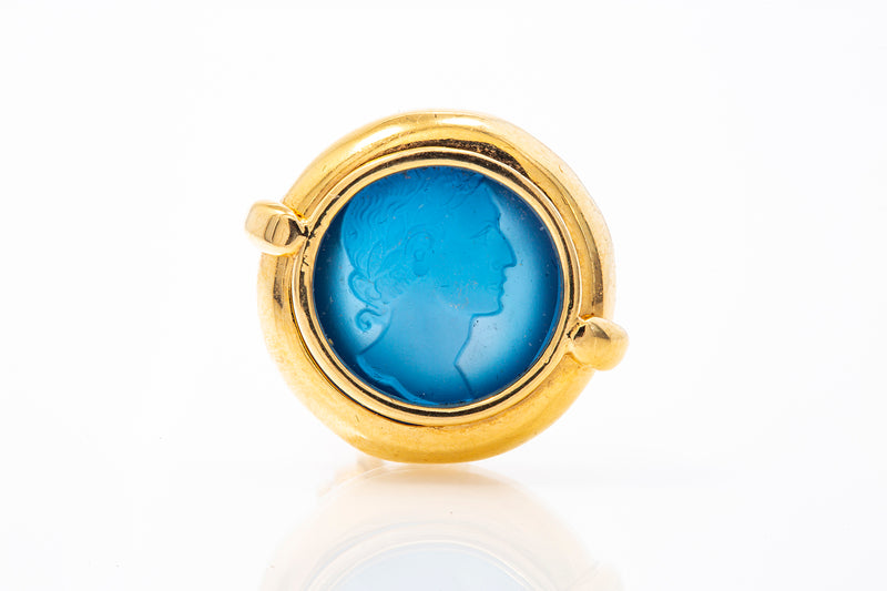 Girovi Cameo Sapphire Single Replacement Earring 18k 750 Yellow Gold