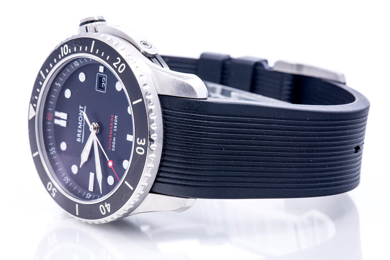 Bremont S500 Supermarine Black Dial 43mm Stainless Steel Rubber Band Watch