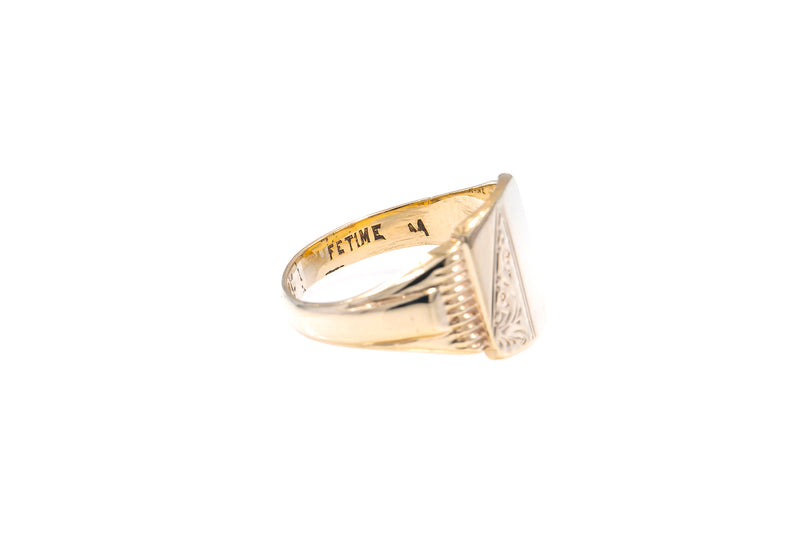Blank Vintage Signet Ring Solid Yellow Gold 9k 375 Size 6.5
