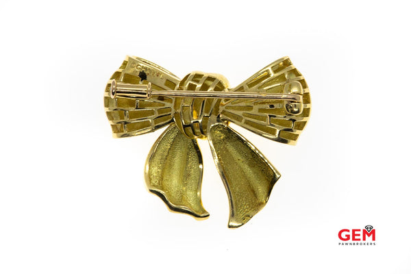 Chanel Big Flowy Gift Bow Brooch Solid 18K 750 Yellow Gold Designer Lapel Pin