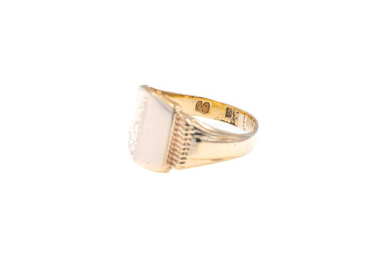 Blank Vintage Signet Ring Solid Yellow Gold 9k 375 Size 6.5
