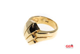 Vintage Wave Shield Style Ring Solid 14k 585 Yellow Gold Size 6