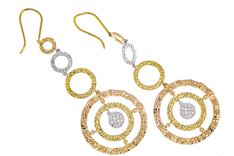 Nehita Jackie Dangling Diamond 18K 750 Yellow White & Rose Gold Pair Earrings