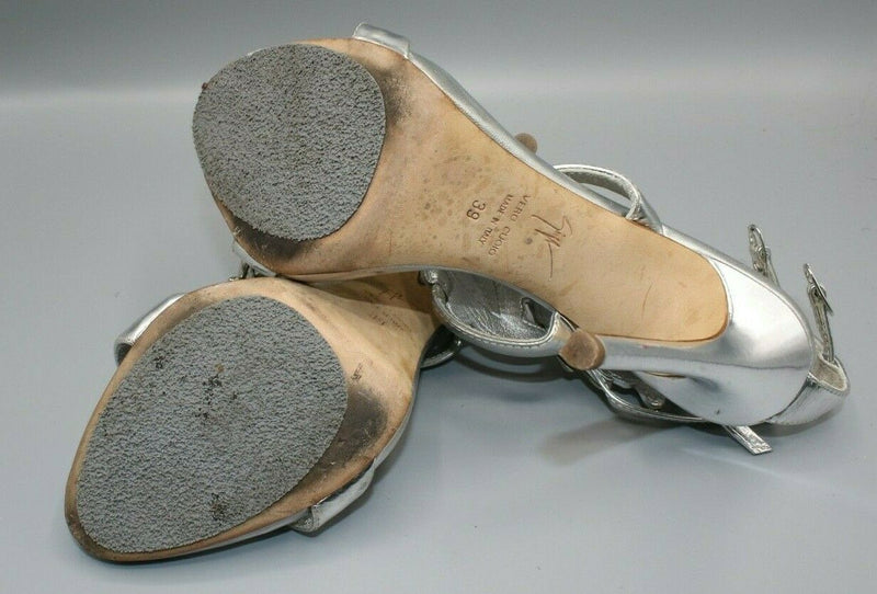 Giuseppe Zanotti Women's Cruel Wing Metallic Silver Sandals Size 39/8.5