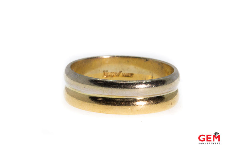 Novell Split Bi Color Band 14K 585 White & Yellow Gold Ring Size 9 3/4