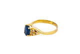 Natural Sapphire & Diamond Accent Band 18K 750 Yellow Gold Ring Size 6
