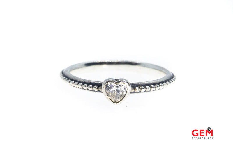 Pandora ALE Clear Heart Cubic Zirconia Band 925 Sterling Silver Ring S –  GEM Pawnbrokers