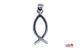 Ichthys Fish Religious Catholic Pendant 14k 585 White Gold Charm