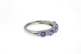 ESPO Purple Kunzite & Cubic Zirconia Pave Accent Band 925 Sterling Silver Ring Size 8