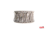 Baguette & Round Diamond Cluster Concave Zig Zag Cocktail 14K 585 White Gold Ring Size 8 1/2