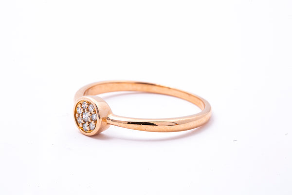 SNJ 6mm Diamond Pave Geometric Circle Wire Band 14K 585 Rose Gold Ring Size 7