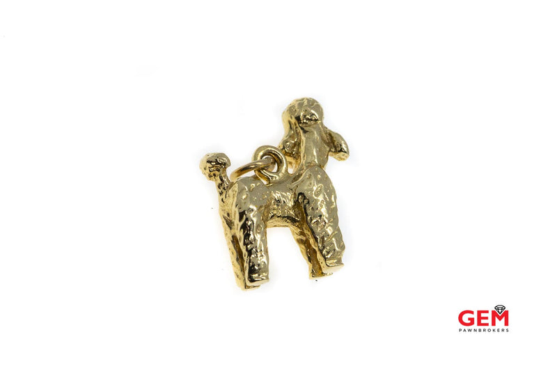 Detailed Poodle Dog Animal Lover Charm Solid 14K 585 Yellow Gold Doggo Pendant