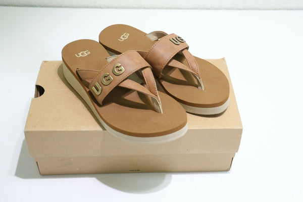 Ugg: Australia Woman's Size 6 US & 39 EU Luna Logo With Charm Sandal - Brown