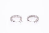 Cubic Zirconia Small Pave Hoops Solid 14K 585 White Gold Pair of CZ Earrings