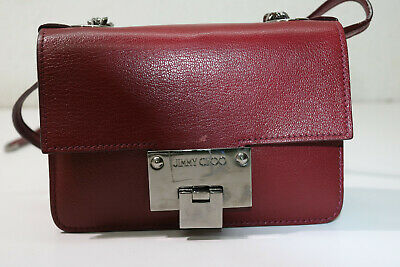 Jimmy Choo Leather Rebel Maroon Leather Convertible Crossbody Handbag