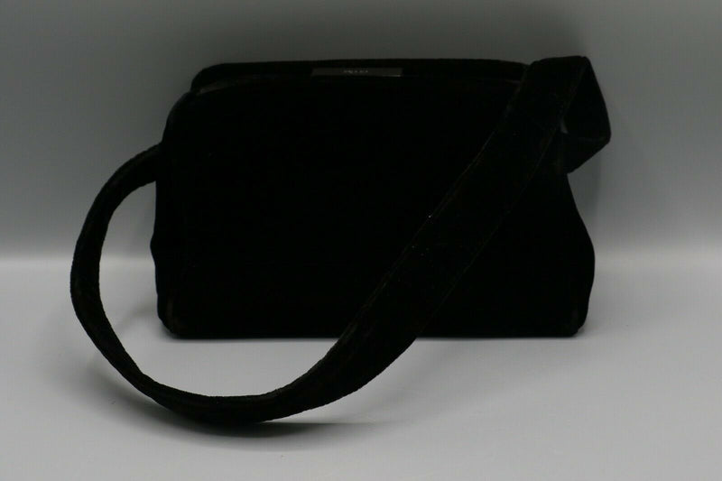Prada Black Velour Vintage Frame Shoulder Bag