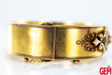 Antique Victorian Paste Glass and Sapphire Bracelet 10K 417 Solid Gold Cuff