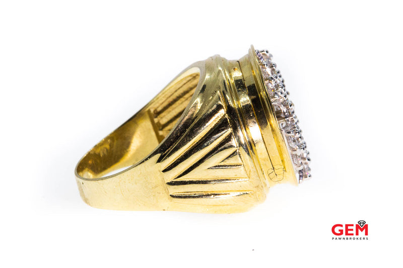 Cubic Zirconia Big Rim Spinner 10K 417 Yellow & White Gold Ring Size 11