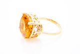 Effy Natural Round 11.03ct Citrine Gemstone 14k 585 Yellow Gold Ring Size 5