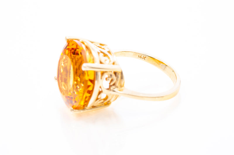 Effy Natural Round 11.03ct Citrine Gemstone 14k 585 Yellow Gold Ring Size 5